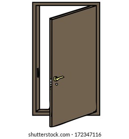 front door open, vector illustration