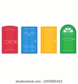 front door with vivid color, vector illustration