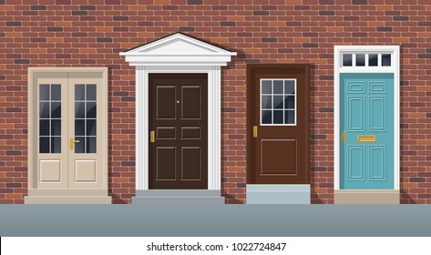 front doors brick wall house exterior english style
