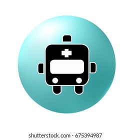 Front Emergency vehicle ambulance icon, medical icon or hospital sign and symbol.