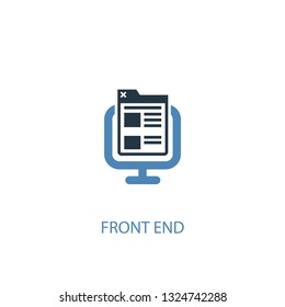 front end concept 2 colored icon. Simple blue element illustration. front end concept symbol design. Can be used for web and mobile UI/UX