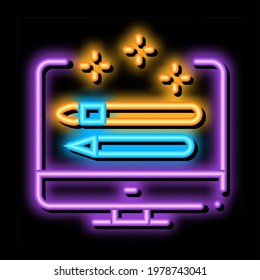 front end design neon light sign vector. Glowing bright icon front end design sign. transparent symbol illustration