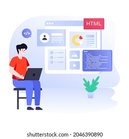 A front end development flat character vector illustration 