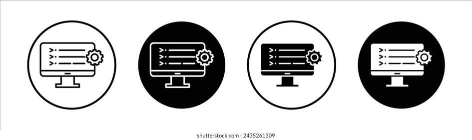 Front end development flat line icon set. Front end development Thin line illustration vector