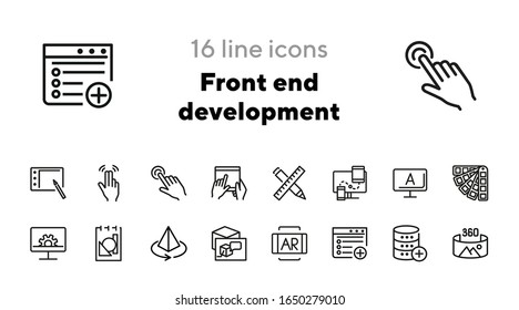 Front end development line icon set. Software, design, interface. Creativity concept. Can be used for topics like technology, education, occupation