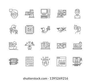 Front end development line icons, signs, vector set, outline illustration concept 