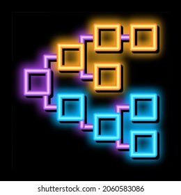 Front-End-Hierarchie Neon Leuchtzeichen Vektor. Glühendes Symbol für die Front-End-Hierarchie. transparente Symbolillustration