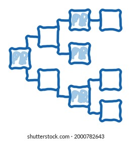 front end hierarchy sketch icon vector. Hand drawn blue doodle line art front end hierarchy sign. isolated symbol illustration