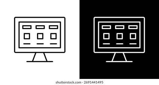 Icono de extremo frontal en ilustración de línea negra. Logotipo del diseño para el App, UI.