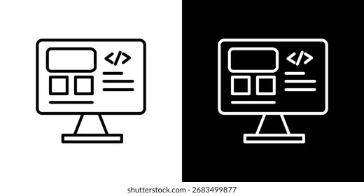 Front end icon black and white vector outline sign