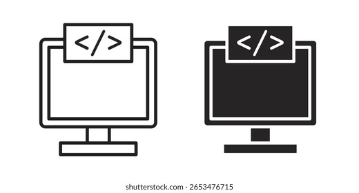 Front end icon, outline vector sign, linear and solid style pictogram isolated on white.