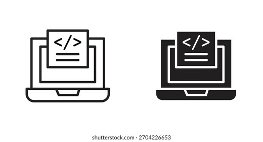Front end icon in thin stroke and flat style.