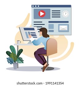 Front End. Isolated flat style colored illustration. Cloud storage, online base, marketing solution. Interface development.