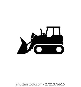 Cargador frontal o niveladora Icono de maquinaria de construcción en blanco y negro