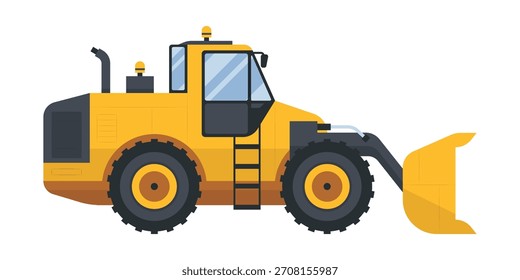 Front end loader construction vehicle, mining, earthmover, and heavy machinery transportation illustration