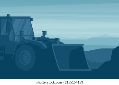 Front end loader heavy machinery stage background used in the construction and mining industry