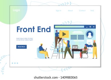 Front end vector website landing page design template