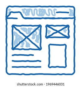 front end web site style sketch icon vector. Hand drawn blue doodle line art front end web site style sign. isolated symbol illustration