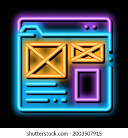 front end web site style neon light sign vector. Glowing bright icon front end web site style sign. transparent symbol illustration