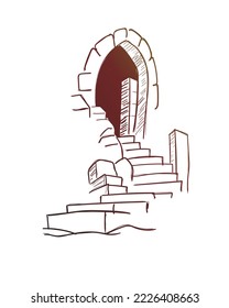 front entrance hand drawn vector  illustration