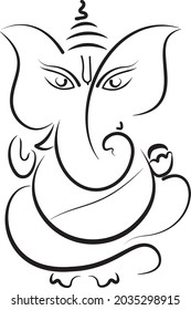 Front face Ganesh in line art 