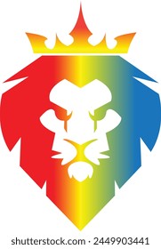 cara frontal del león con corona de león de Vector ilustración de león rey de la selva animal logo logo diseño de leones rey animal rey león rey el rey