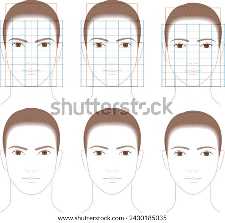 The front face of a man with a dignified, gentle, and cute impression. Illustration of the ratio between a manly face and a cute face Stock photo © 