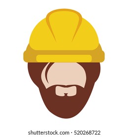 front face man worker with helmet and beard