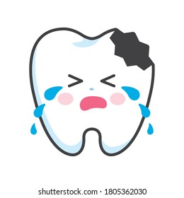 Vorderseitig ausgerichteter Zahn-Charakter weinend. Leicht bearbeitbare Vektorkunst.
