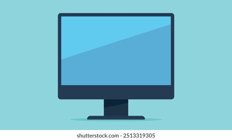 Front facing monitor in flat style. Visible monitor screen. Flat design vector. 