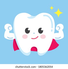 Front facing tooth character powering up. Easily editable vector art.
