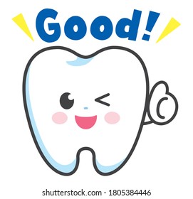 El caracter de los dientes frontales dice "Bueno". Arte vectorial fácilmente modificable.