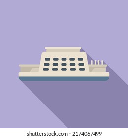 Front Ferry Boat Icon Flat Vector. Car Steamboat. Water Sea