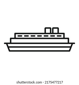 Front Ferry Boat Icon Outline Vector. Car Steamboat. Water Sea