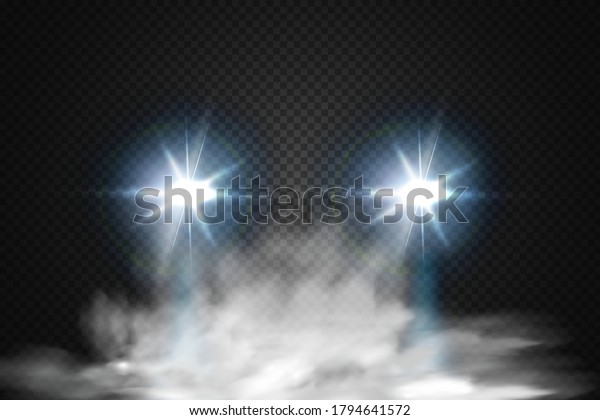  Front glowing beams of the car.Realistic\
blue rays round transport headlights in smoke,  fog or\
dust.I.Isolated on black\
background.\
\
