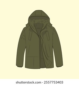 front green army jacket vector design