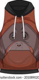Front of hoodie sleeveless with orangutan pattern illustration