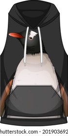 Front of hoodie sleeveless with penguin pattern illustration
