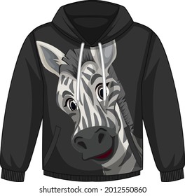 Front of hoodie sweater with zebra pattern illustration