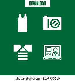 front icon. 4 front vector set. sport shirt, digital camera, laptop and shirt icons for web and design about front theme