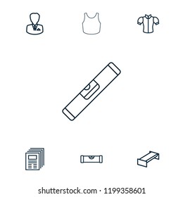 Front icon. collection of 7 front outline icons such as garden bench, level ruler, blouse, newspaper, businessman. editable front icons for web and mobile.