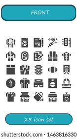 front icon set. 25 filled front icons.  Collection Of - Jacket, Washing machine, Contract, Blower, Traffic lights, Window, Vest, Tshirt, Suit, Traffic light, Rugby, Traffic signal
