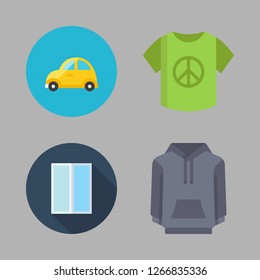 front icon set. vector set about shirt, car, entrances and hoodie icons set.