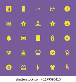 front icon. front vector icons set car, t shirt star, check in hotel and t shirt