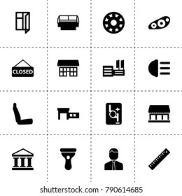 Front icons. vector collection filled front icons. includes symbols such as bearing, car service, robot transmission, front car light. use for web, mobile and ui design.