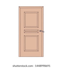 Front or inner house elegant door the classic element in architecture cartoon style vector illustration isolated on white background. Doorway of home interior icon.