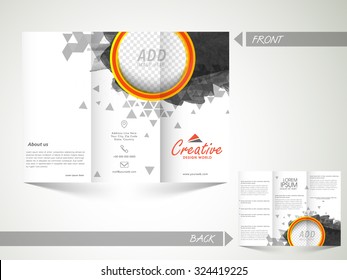 Front and inner page presentation of abstract Trifold Brochure, Template or Flyer design with space to add images for Business.