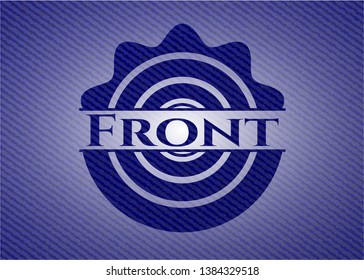 Front jean or denim emblem or badge background. Vector Illustration. Detailed.