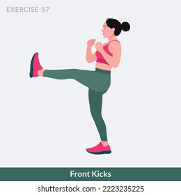 Front Kicks exercise, Woman workout fitness, aerobic and exercises.