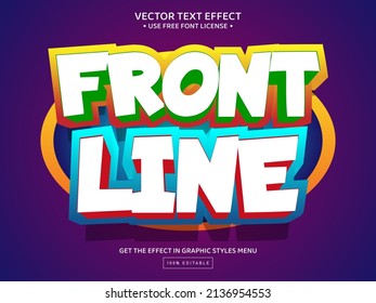 Front line 3D editable text effect template